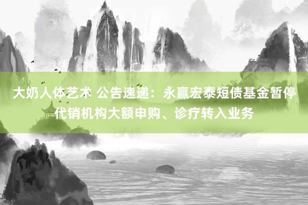 大奶人体艺术 公告速递:永赢宏泰短债基金暂停代销机构大额申购、诊疗转入业务