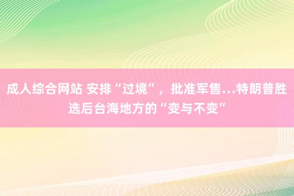 成人综合网站 安排“过境”，批准军售…特朗普胜选后台海地方的“变与不变”