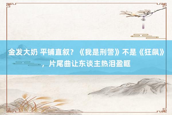 金发大奶 平铺直叙？《我是刑警》不是《狂飙》，片尾曲让东谈主热泪盈眶