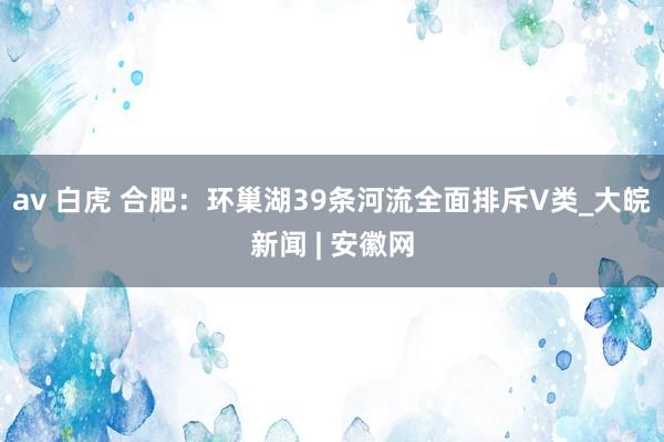 av 白虎 合肥：环巢湖39条河流全面排斥V类_大皖新闻 | 安徽网