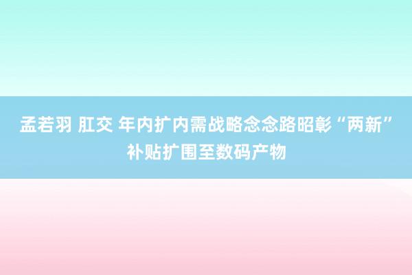 孟若羽 肛交 年内扩内需战略念念路昭彰“两新”补贴扩围至数码产物