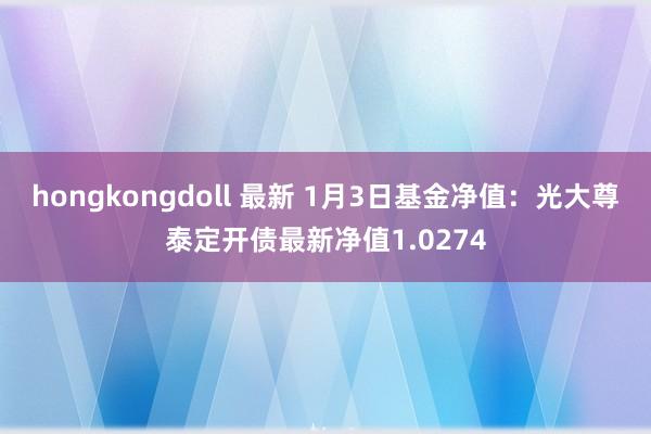 hongkongdoll 最新 1月3日基金净值：光大尊泰定开债最新净值1.0274