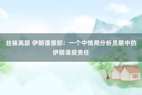 丝袜高跟 伊朗谍报部：一个中情局分析员眼中的伊朗谍报责任