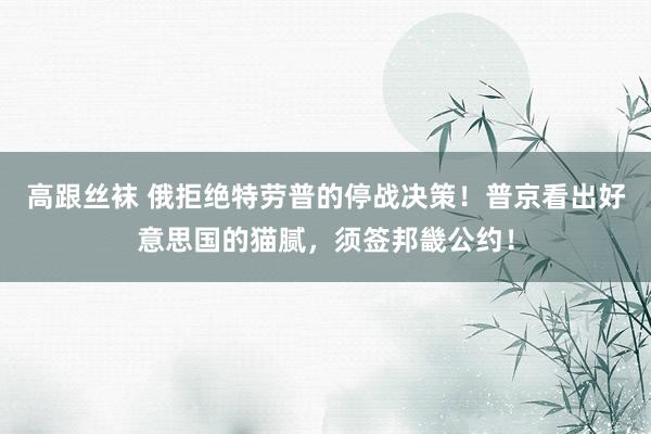 高跟丝袜 俄拒绝特劳普的停战决策！普京看出好意思国的猫腻，须签邦畿公约！