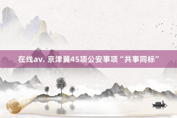 在线av. 京津冀45项公安事项“共事同标”