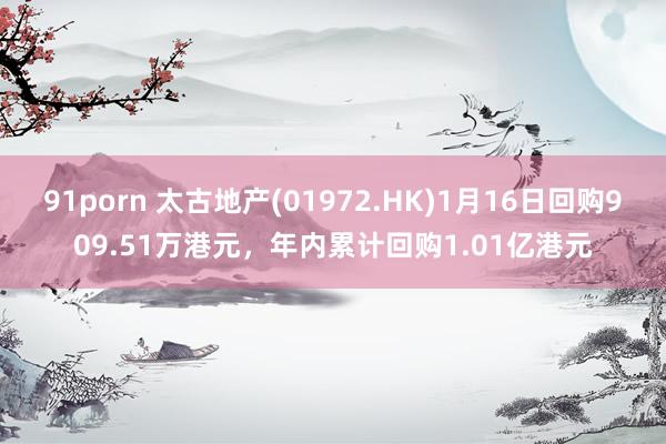 91porn 太古地产(01972.HK)1月16日回购909.51万港元，年内累计回购1.01亿港元