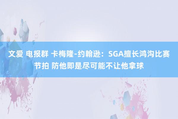 文爱 电报群 卡梅隆-约翰逊:SGA擅长鸿沟比赛节拍 防他即是尽可能不让他拿球