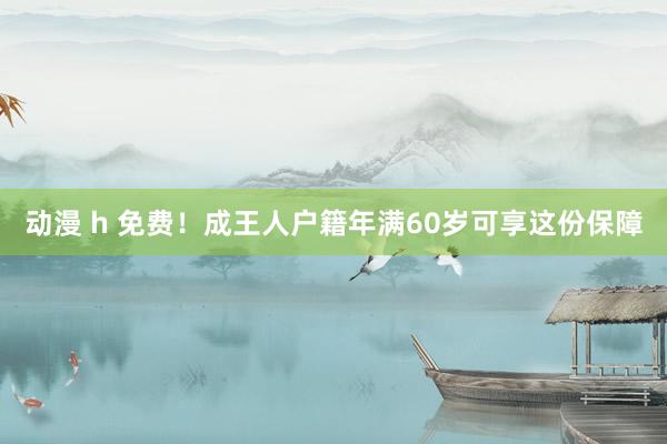 动漫 h 免费！成王人户籍年满60岁可享这份保障