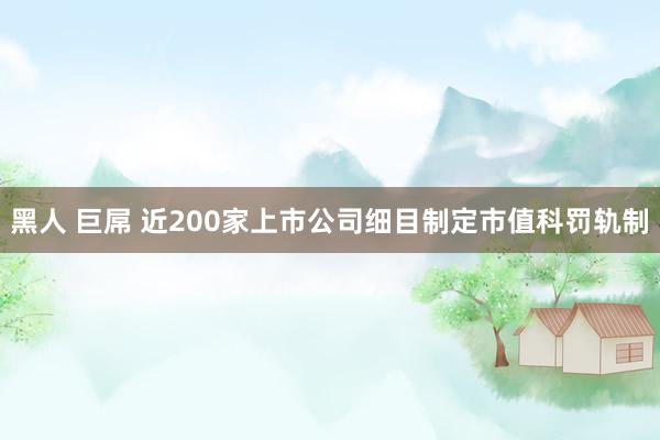 黑人 巨屌 近200家上市公司细目制定市值科罚轨制