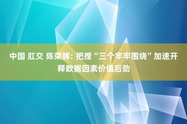 中国 肛交 陈荣辉: 把捏“三个牢牢围绕”加速开释数据因素价值后劲