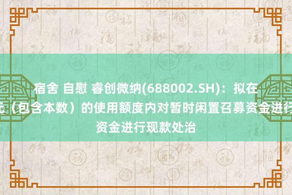 宿舍 自慰 睿创微纳(688002.SH)：拟在不超6亿元（包含本数）的使用额度内对暂时闲置召募资金进行现款处治