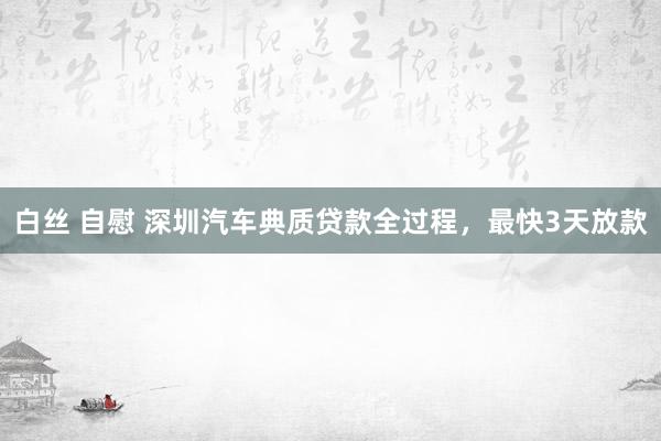 白丝 自慰 深圳汽车典质贷款全过程，最快3天放款