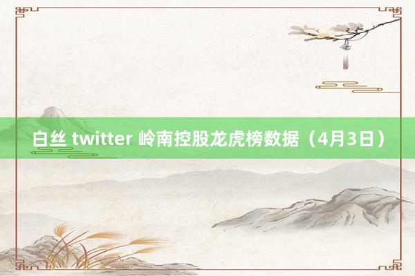 白丝 twitter 岭南控股龙虎榜数据（4月3日）