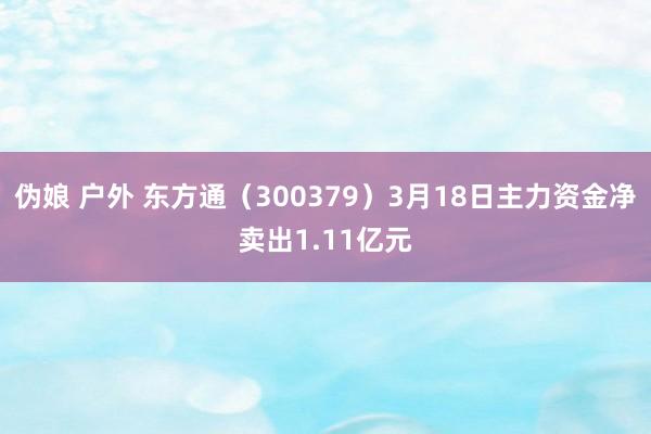 伪娘 户外 东方通（300379）3月18日主力资金净卖出1.11亿元