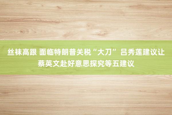 丝袜高跟 面临特朗普关税“大刀” 吕秀莲建议让蔡英文赴好意思探究等五建议