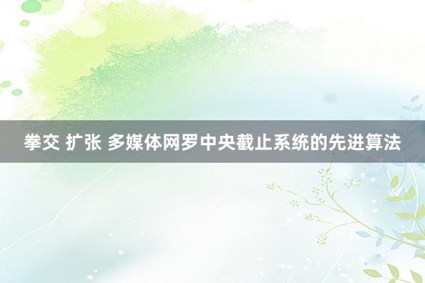 拳交 扩张 多媒体网罗中央截止系统的先进算法