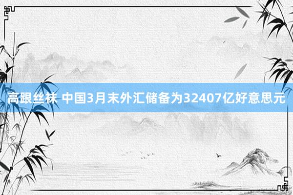 高跟丝袜 中国3月末外汇储备为32407亿好意思元