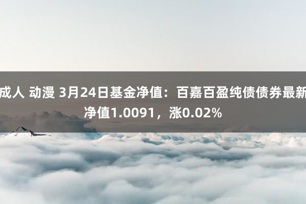 成人 动漫 3月24日基金净值：百嘉百盈纯债债券最新净值1.0091，涨0.02%