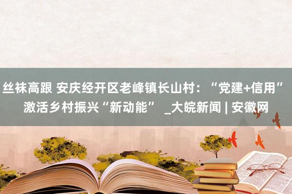 丝袜高跟 安庆经开区老峰镇长山村：“党建+信用” 激活乡村振兴“新动能”  _大皖新闻 | 安徽网