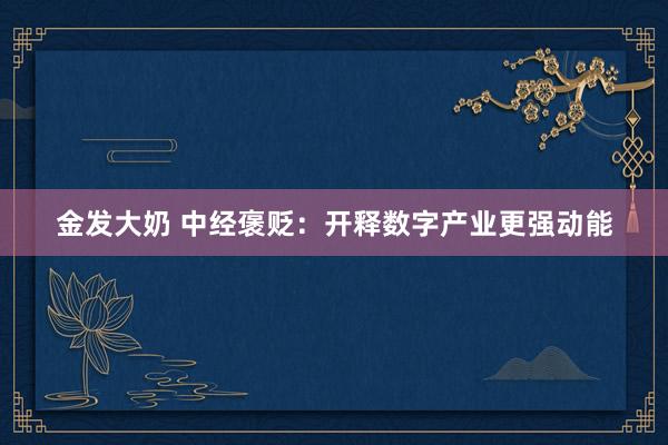 金发大奶 中经褒贬：开释数字产业更强动能
