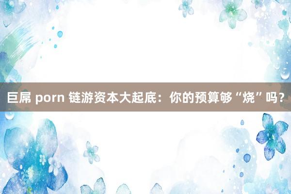 巨屌 porn 链游资本大起底：你的预算够“烧”吗？
