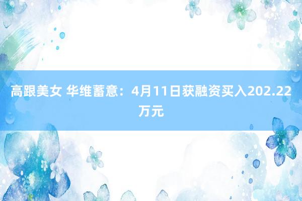 高跟美女 华维蓄意：4月11日获融资买入202.22万元