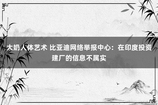 大奶人体艺术 比亚迪网络举报中心：在印度投资建厂的信息不属实