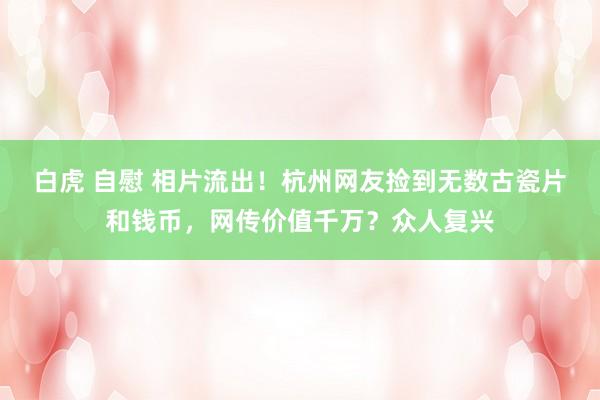 白虎 自慰 相片流出！杭州网友捡到无数古瓷片和钱币，网传价值千万？众人复兴