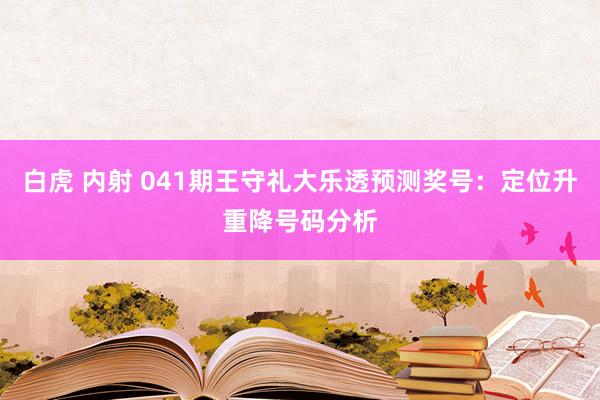 白虎 内射 041期王守礼大乐透预测奖号：定位升重降号码分析