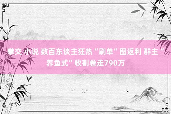 拳交 小说 数百东谈主狂热“刷单”图返利 群主“养鱼式”收割卷走790万
