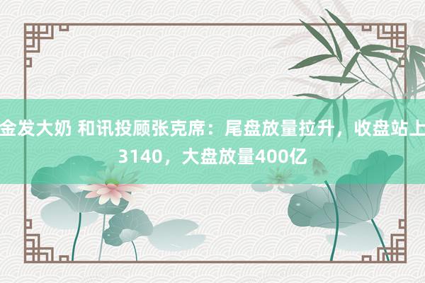 金发大奶 和讯投顾张克席：尾盘放量拉升，收盘站上3140，大盘放量400亿