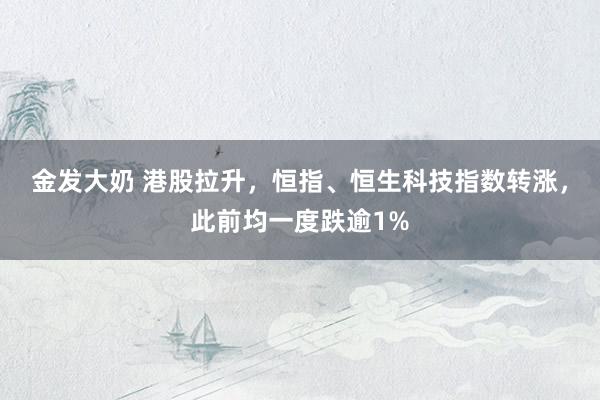 金发大奶 港股拉升，恒指、恒生科技指数转涨，此前均一度跌逾1%